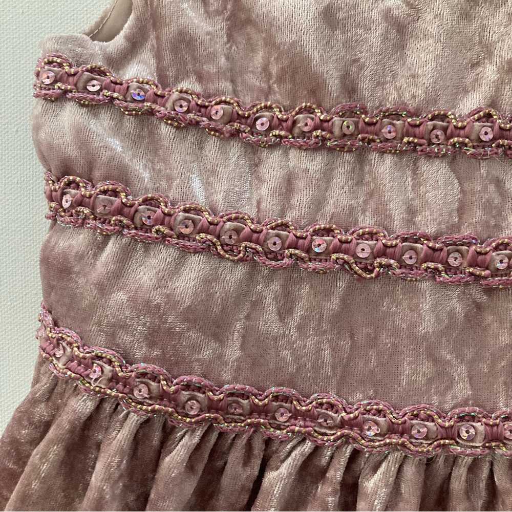 Bonnie Jean 4T Toddler Girl Pink Crushed Velvet Dress Special Occasions - Picture 2 of 9